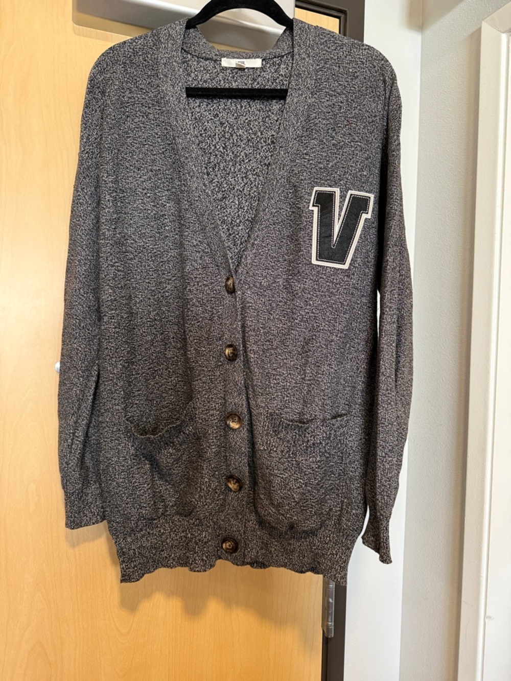 Vans Gray Collegiate Marled Knit V-Patch Cardigan